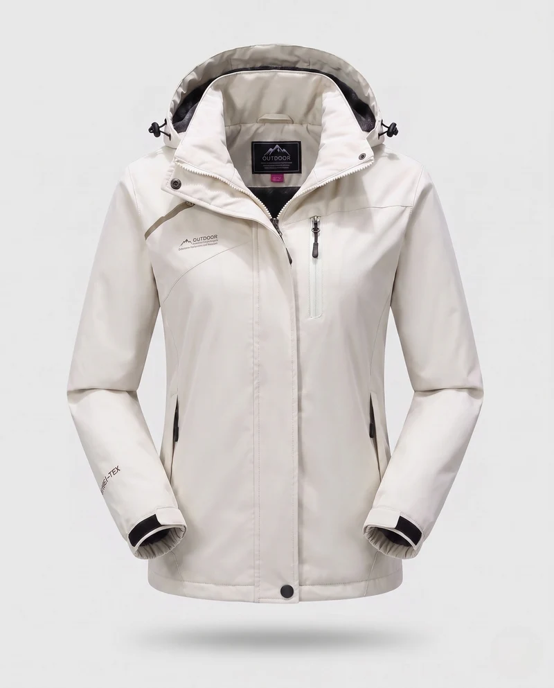 Damen wasserdichte, gepolsterte Winterjacke mit Kapuze und wärmendem Fleece-Futter Nord Taschen
