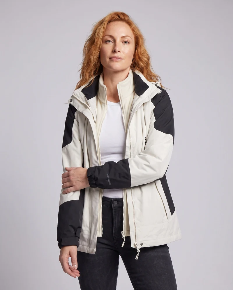 Damen wasserdichte zweilagige Outdoor-Jacke mit Kapuze, atmungsaktiver Membran und verstellbarem Saum Nord Taschen