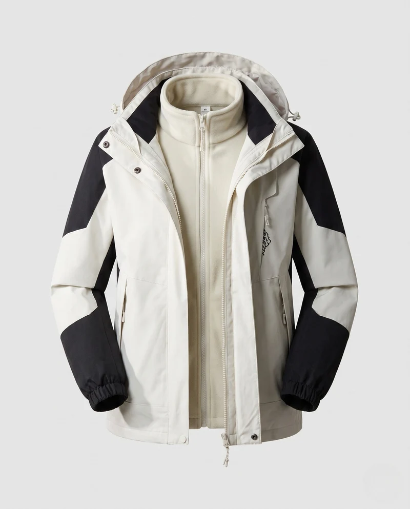 Damen wasserdichte zweilagige Outdoor-Jacke mit Kapuze, atmungsaktiver Membran und verstellbarem Saum Nord Taschen