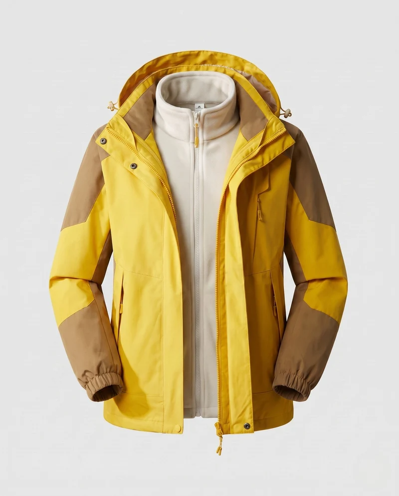 Damen wasserdichte zweilagige Outdoor-Jacke mit Kapuze, atmungsaktiver Membran und verstellbarem Saum Nord Taschen