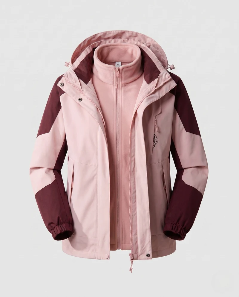 Damen wasserdichte zweilagige Outdoor-Jacke mit Kapuze, atmungsaktiver Membran und verstellbarem Saum Nord Taschen