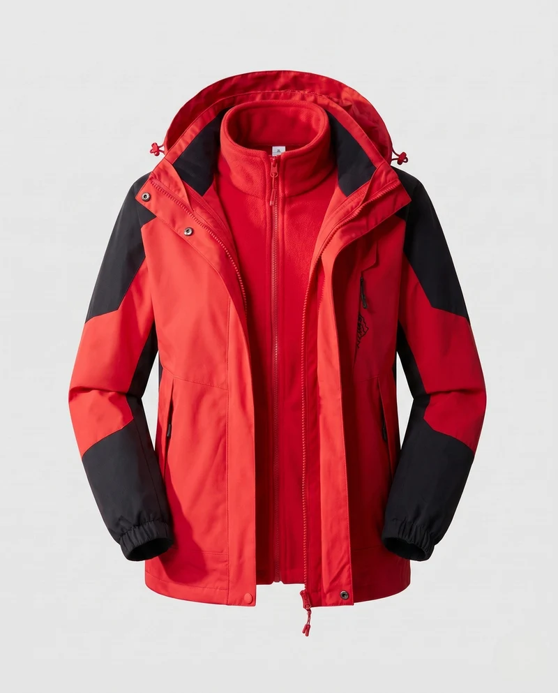Damen wasserdichte zweilagige Outdoor-Jacke mit Kapuze, atmungsaktiver Membran und verstellbarem Saum Nord Taschen