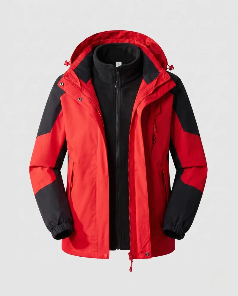 Damen wasserdichte zweilagige Outdoor-Jacke mit Kapuze, atmungsaktiver Membran und verstellbarem Saum Nord Taschen