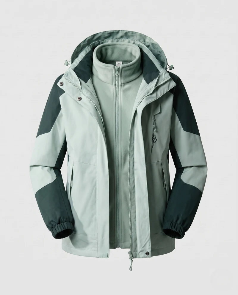 Damen wasserdichte zweilagige Outdoor-Jacke mit Kapuze, atmungsaktiver Membran und verstellbarem Saum Nord Taschen