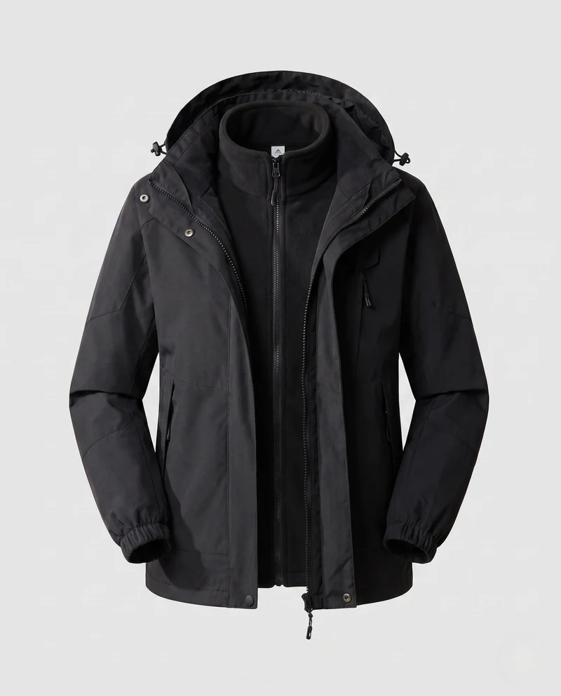 Damen wasserdichte zweilagige Outdoor-Jacke mit Kapuze, atmungsaktiver Membran und verstellbarem Saum Nord Taschen