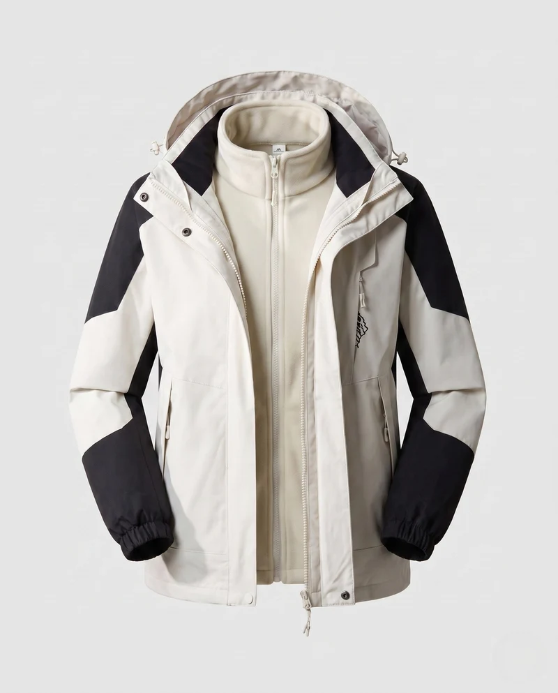 Damen wasserdichte zweilagige Outdoor-Jacke mit Kapuze, atmungsaktiver Membran und verstellbarem Saum Nord Taschen