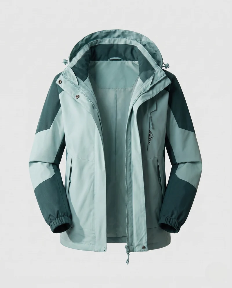 Damen wasserdichte zweilagige Outdoor-Jacke mit Kapuze, atmungsaktiver Membran und verstellbarem Saum Nord Taschen