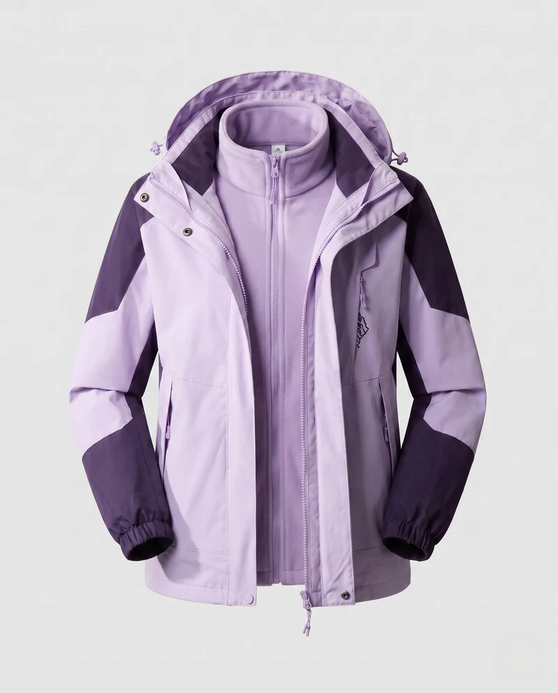 Damen wasserdichte zweilagige Outdoor-Jacke mit Kapuze, atmungsaktiver Membran und verstellbarem Saum Nord Taschen