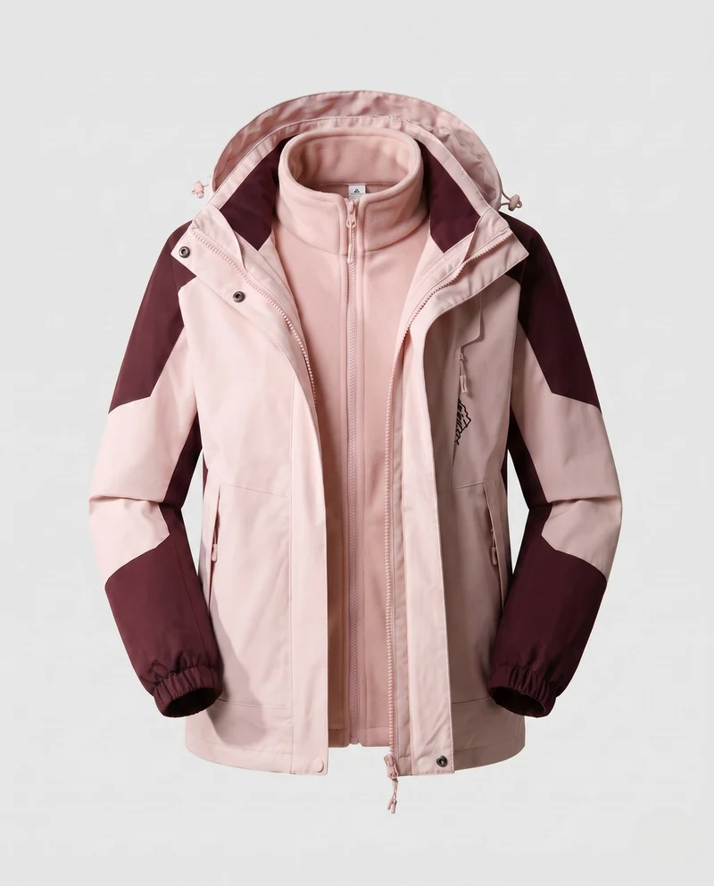Damen wasserdichte zweilagige Outdoor-Jacke mit Kapuze, atmungsaktiver Membran und verstellbarem Saum Nord Taschen