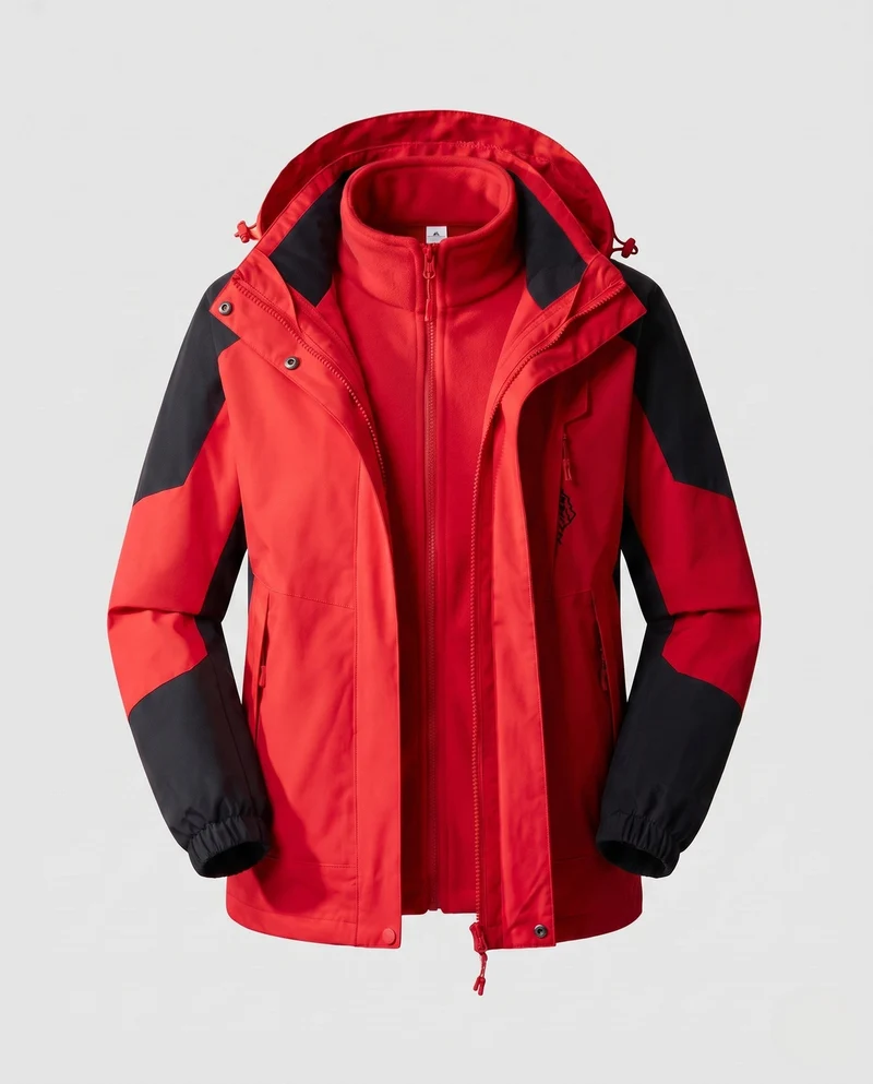 Damen wasserdichte zweilagige Outdoor-Jacke mit Kapuze, atmungsaktiver Membran und verstellbarem Saum Nord Taschen