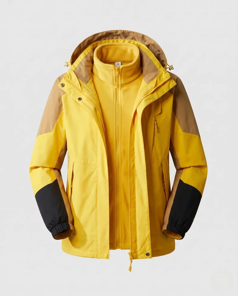 Damen wasserdichte zweilagige Outdoor-Jacke mit Kapuze, atmungsaktiver Membran und verstellbarem Saum Nord Taschen