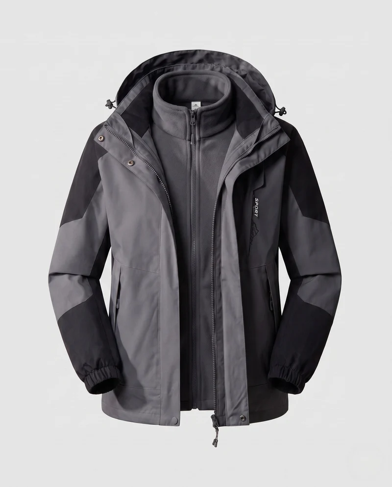 Damen wasserdichte zweilagige Outdoor-Jacke mit Kapuze, atmungsaktiver Membran und verstellbarem Saum Nord Taschen