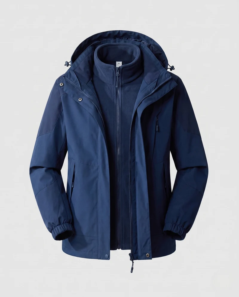 Damen wasserdichte zweilagige Outdoor-Jacke mit Kapuze, atmungsaktiver Membran und verstellbarem Saum Nord Taschen