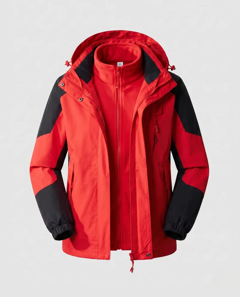 Damen wasserdichte zweilagige Outdoor-Jacke mit Kapuze, atmungsaktiver Membran und verstellbarem Saum Nord Taschen