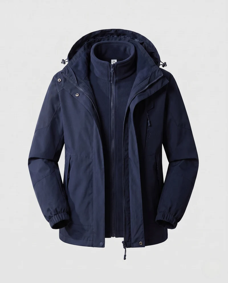 Damen wasserdichte zweilagige Outdoor-Jacke mit Kapuze, atmungsaktiver Membran und verstellbarem Saum Nord Taschen