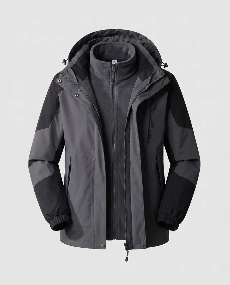 Damen wasserdichte zweilagige Outdoor-Jacke mit Kapuze, atmungsaktiver Membran und verstellbarem Saum Nord Taschen