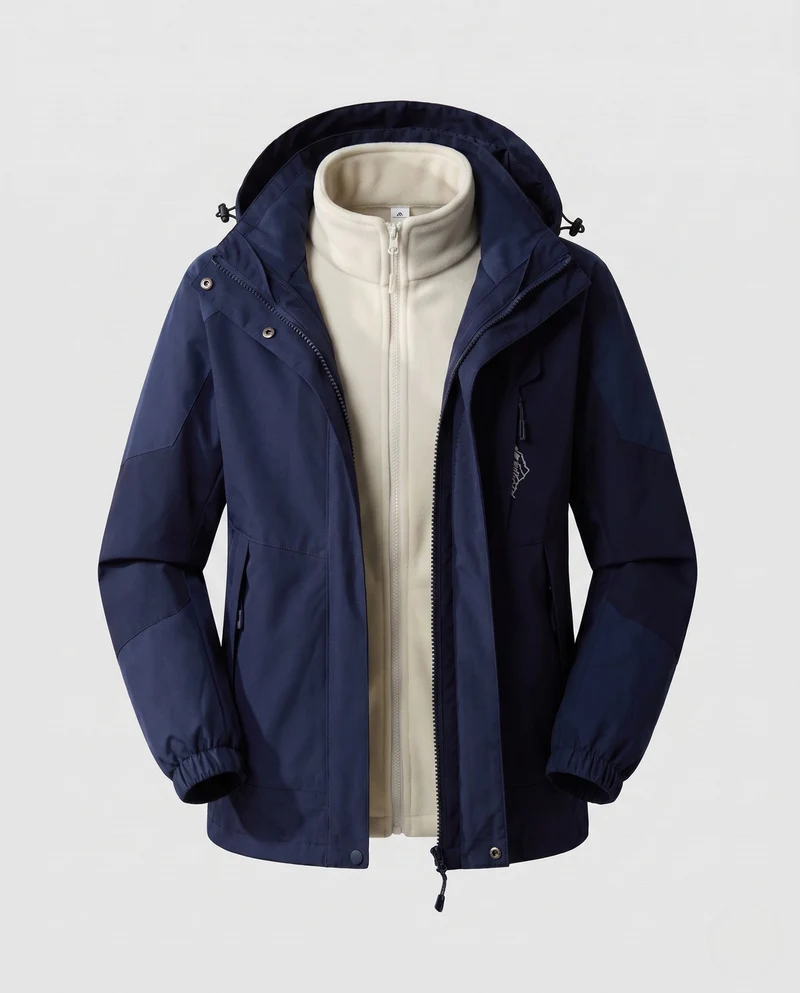 Damen wasserdichte zweilagige Outdoor-Jacke mit Kapuze, atmungsaktiver Membran und verstellbarem Saum Nord Taschen
