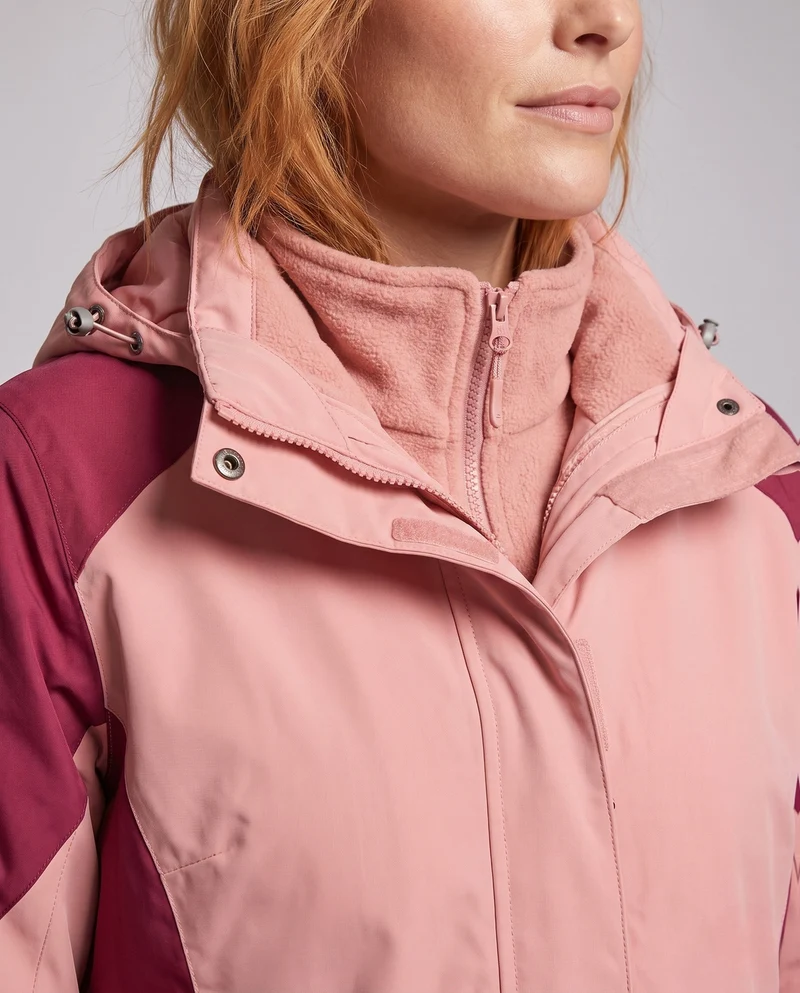 Damen Zwei-in-Eins Softshell- und Fleece-Outdoormantel mit Kapuze Nord Taschen