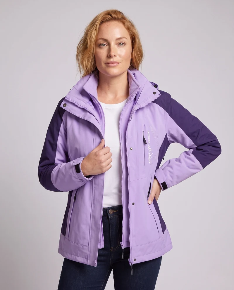 Damen Zwei-Lagen Softshell Parka mit wärmendem Fleece-Innenfutter und verstellbarer Kapuze Nord Taschen