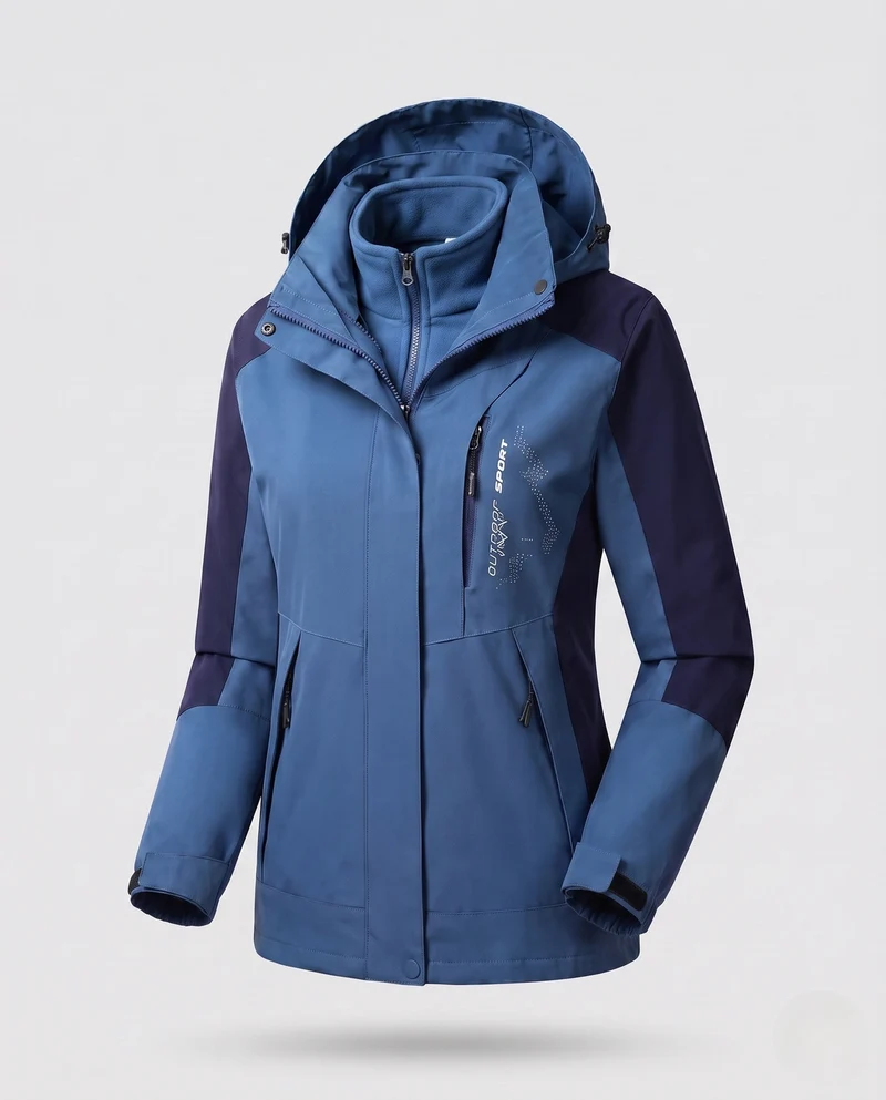 Damen Zwei-Lagen Softshell Parka mit wärmendem Fleece-Innenfutter und verstellbarer Kapuze Nord Taschen