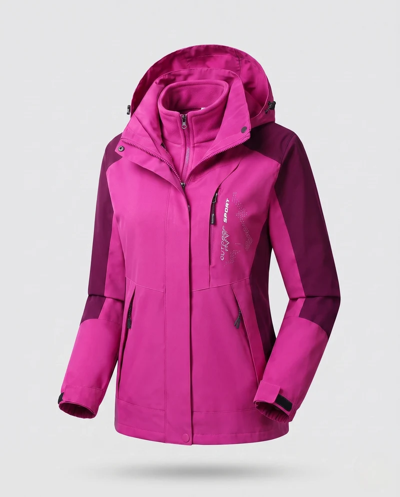 Damen Zwei-Lagen Softshell Parka mit wärmendem Fleece-Innenfutter und verstellbarer Kapuze Nord Taschen