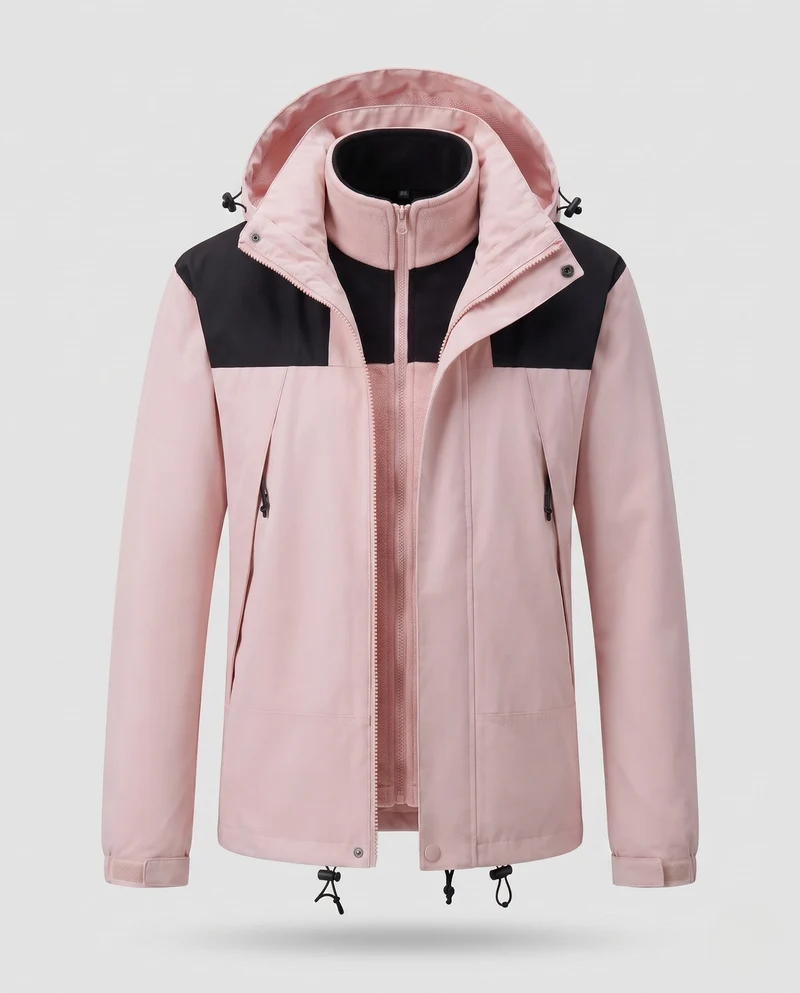 Damen Softshell-Jacke 2-in-1 mit abnehmbarer Fleece-Innenjacke und verstellbarer Kapuze Nord Taschen