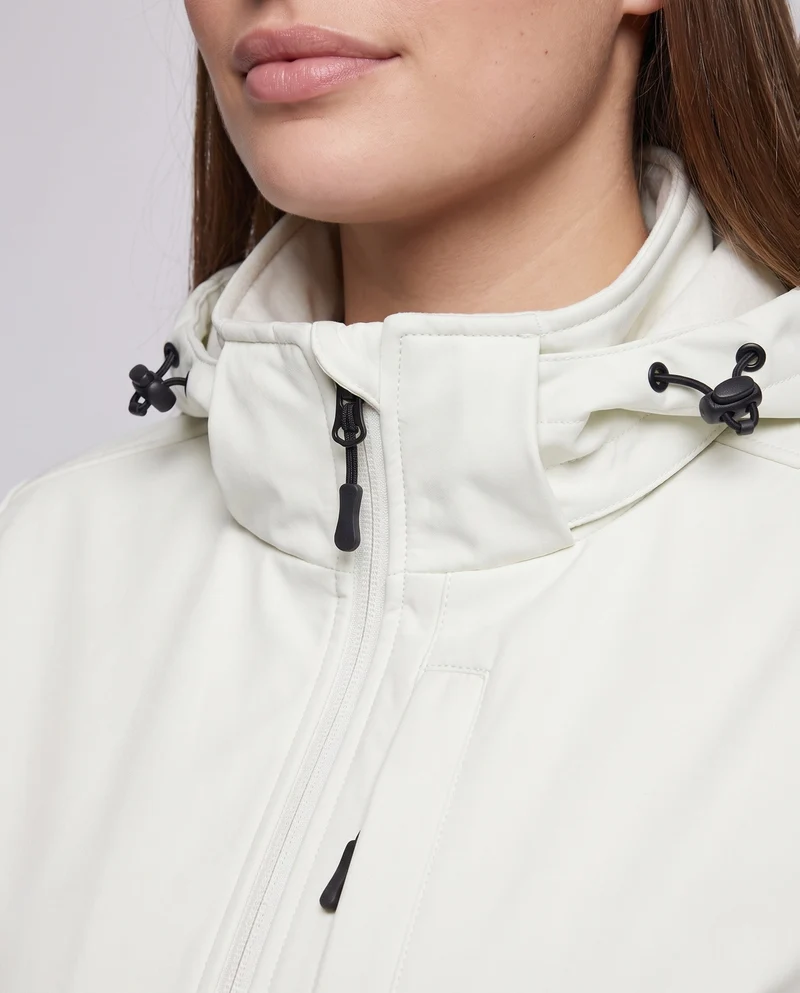 Damen Zwei-Lagen Softshell-Jacke mit abnehmbarer Fleece-Innenlage und verstellbarer Kapuze Nord Taschen