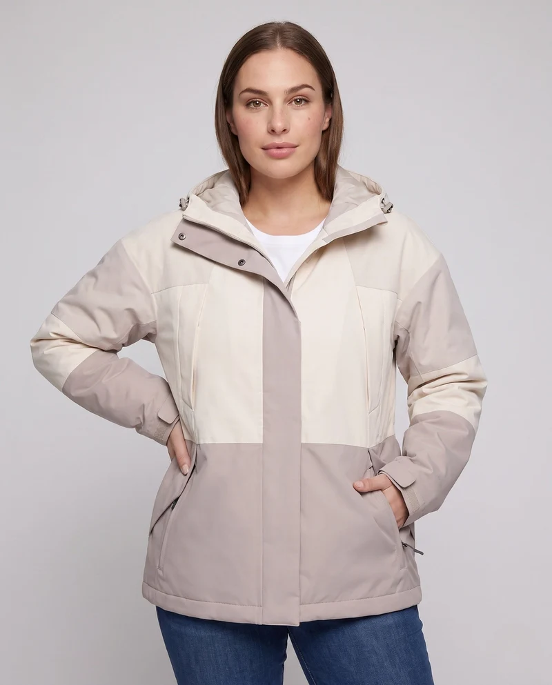 Damen zweilagige wasserdichte Outdoor-Regenjacke mit hohem Stehkragen und verstellbarer Kapuze Nord Taschen