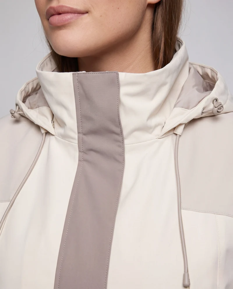 Damen zweilagige wasserdichte Outdoor-Regenjacke mit hohem Stehkragen und verstellbarer Kapuze Nord Taschen