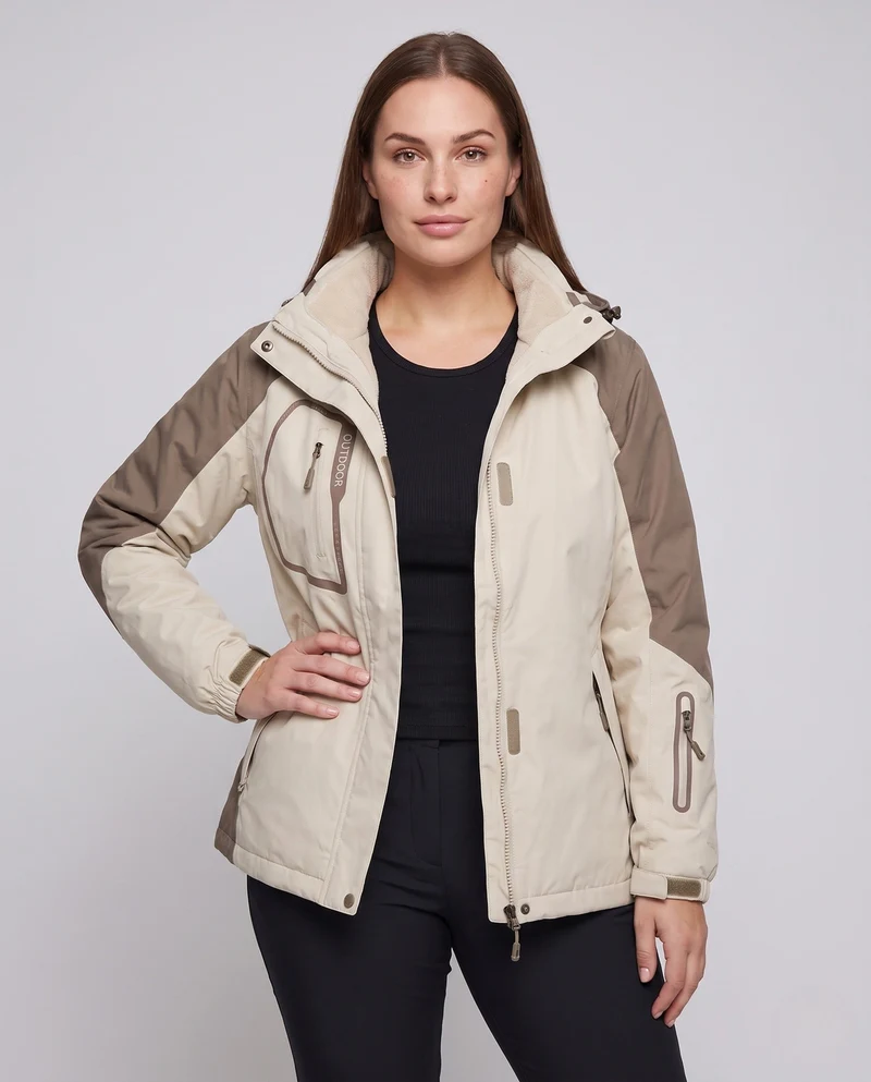Damen Zweiteiler Outdoor-Jacke mit abnehmbarer Fleece-Innenjacke und wasserdichter Membran Nord Taschen