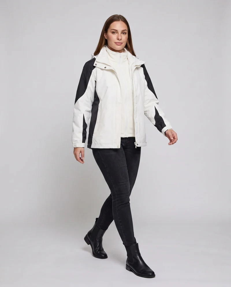 Damen Zwei-Punkte Softshell Regenjacke mit abnehmbarer Fleece-Innenjacke Nord Taschen