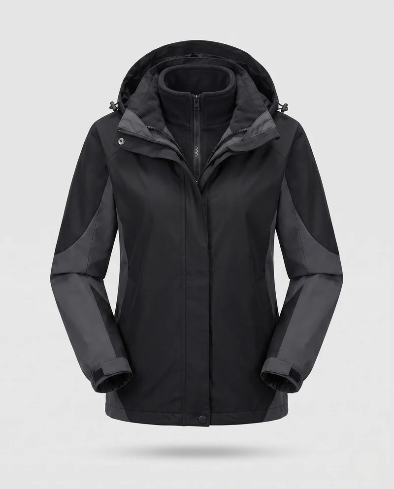 Damen Zwei-Punkte Softshell Regenjacke mit abnehmbarer Fleece-Innenjacke Nord Taschen