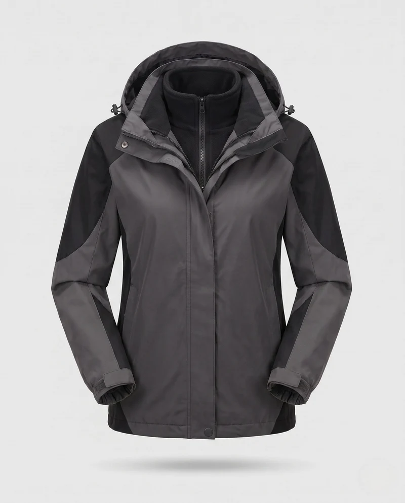 Damen Zwei-Punkte Softshell Regenjacke mit abnehmbarer Fleece-Innenjacke Nord Taschen