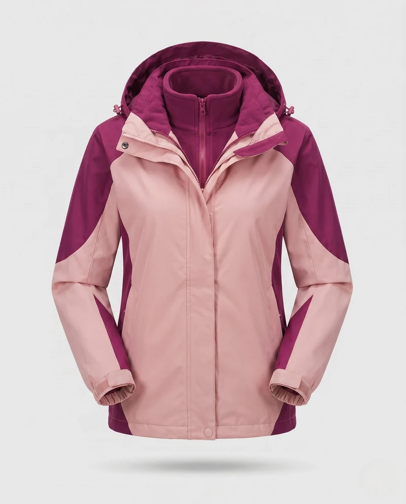Damen Zwei-Punkte Softshell Regenjacke mit abnehmbarer Fleece-Innenjacke Nord Taschen