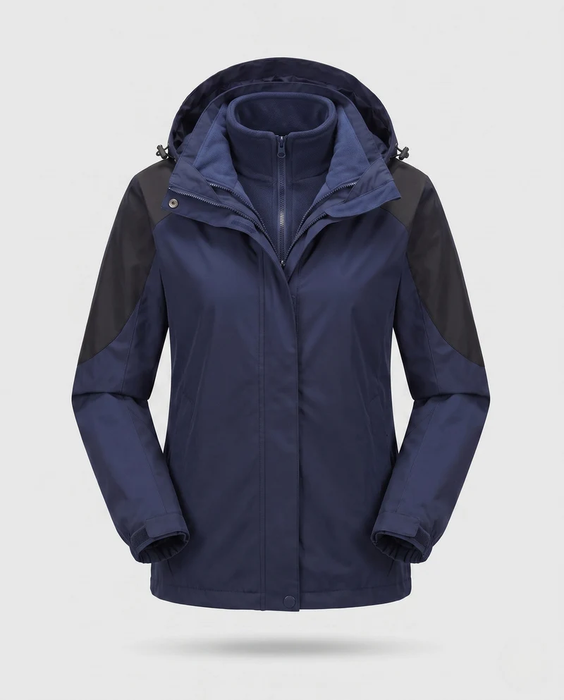 Damen Zwei-Punkte Softshell Regenjacke mit abnehmbarer Fleece-Innenjacke Nord Taschen