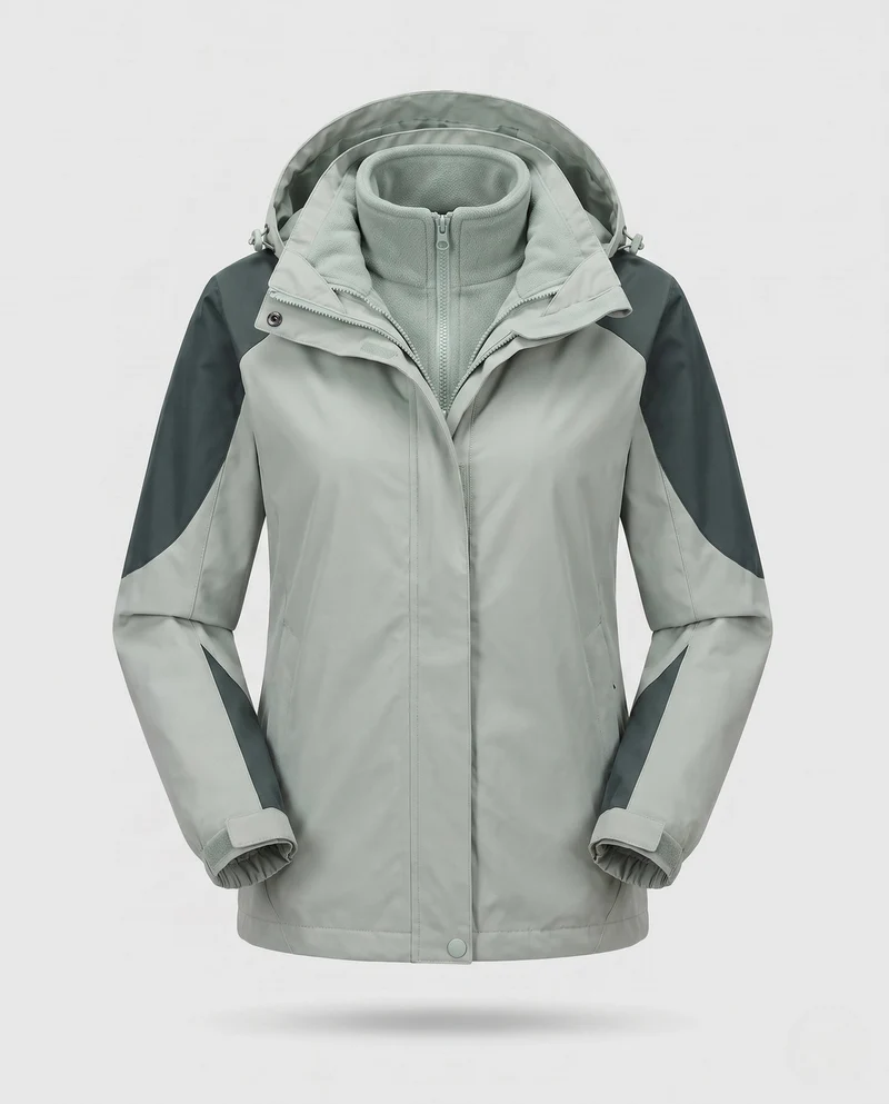 Damen Zwei-Punkte Softshell Regenjacke mit abnehmbarer Fleece-Innenjacke Nord Taschen