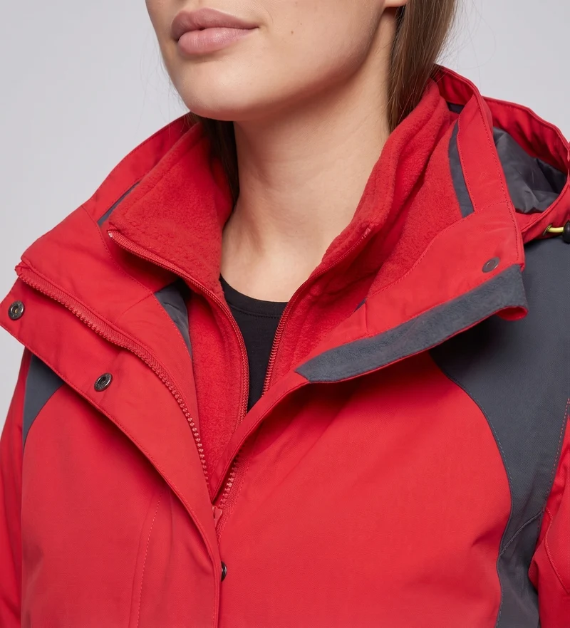 Damen zwei-teiliges Softshell-Fleece-Outdoormantel-Set mit abnehmbarem Kapuze und Ärmeltaschen mit Reißverschluss Nord Taschen