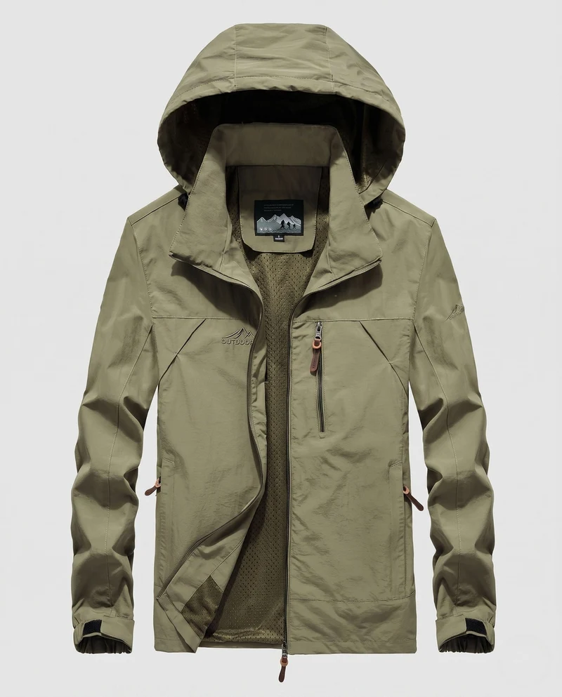 Atmungsaktive leichte Outdoor-Jacke für Herren mit Kapuze, Mesh-Innenfutter und mehreren Taschen Nord Taschen