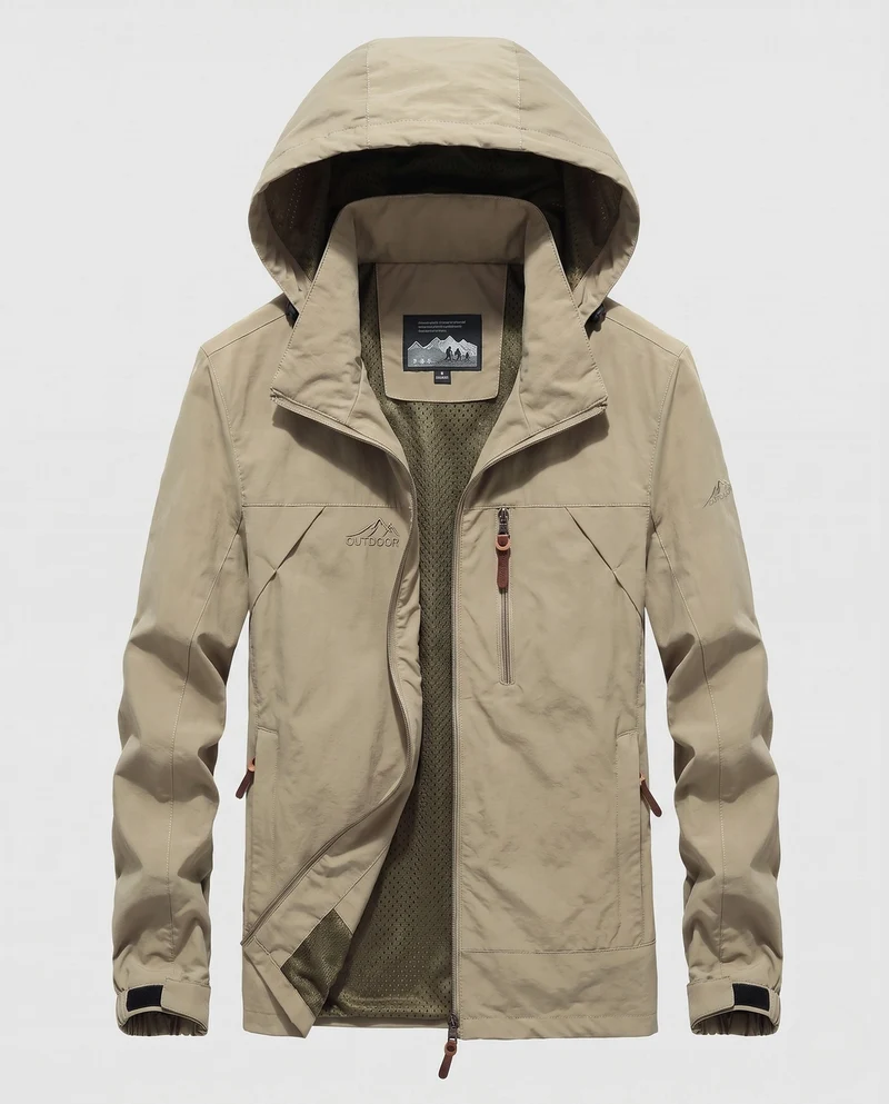 Atmungsaktive leichte Outdoor-Jacke für Herren mit Kapuze, Mesh-Innenfutter und mehreren Taschen Nord Taschen