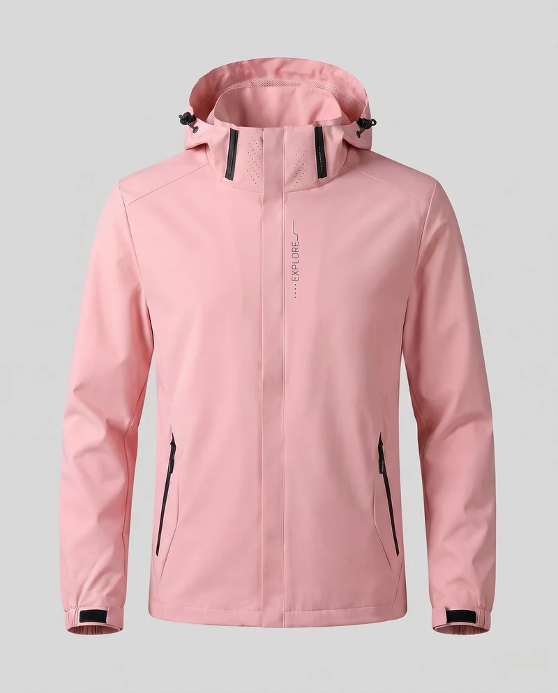 Herren Atmungsaktive Leichte Wind- und Regenjacke Nord Taschen