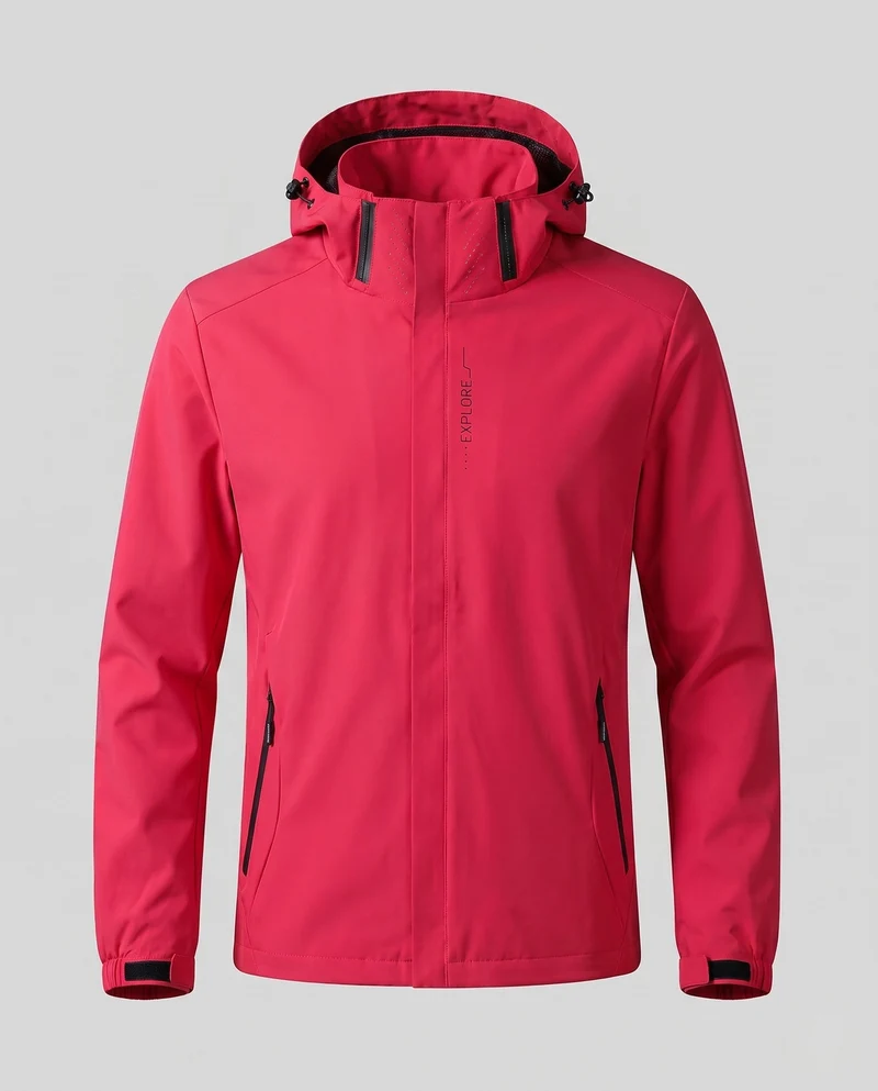 Herren Atmungsaktive Leichte Wind- und Regenjacke Nord Taschen
