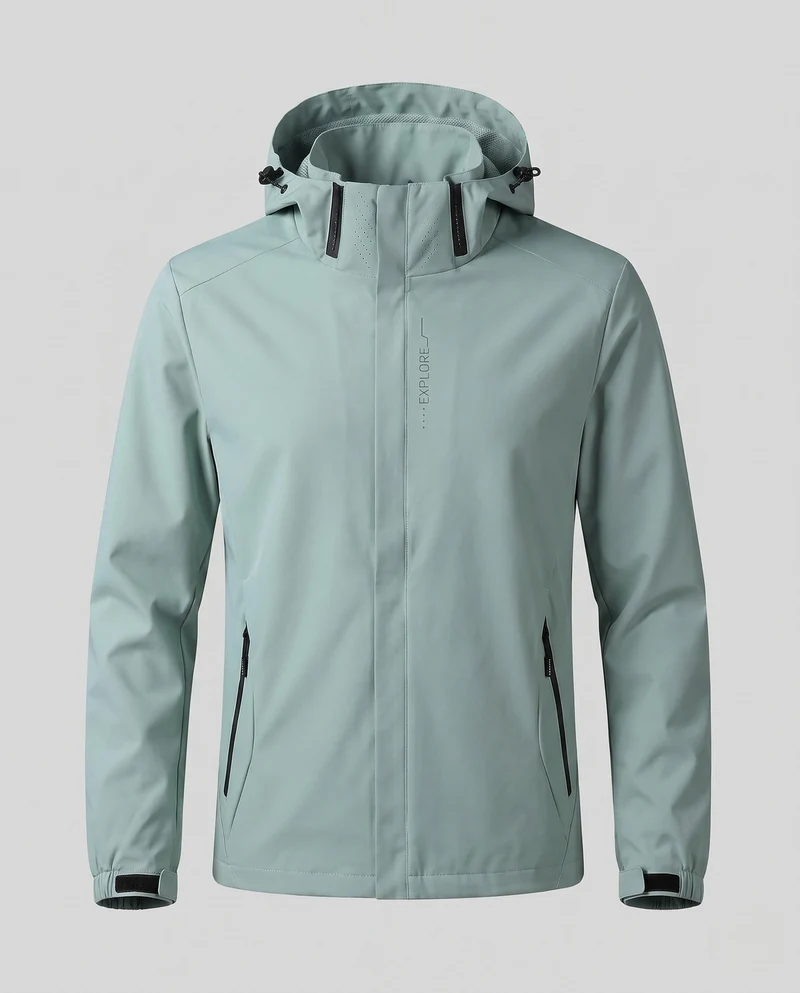 Herren Atmungsaktive Leichte Wind- und Regenjacke Nord Taschen