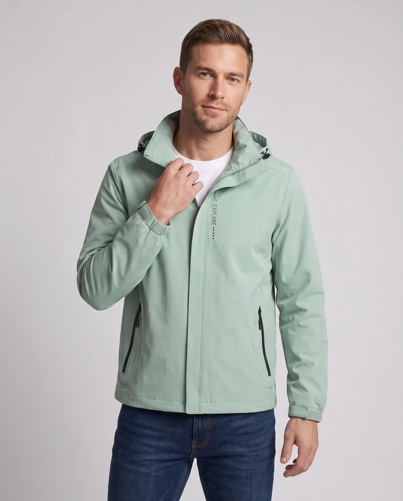 Herren Atmungsaktive Softshell Funktionsjacke mit verstaubarem Kapuze und Klettverschlussärmeln Nord Taschen