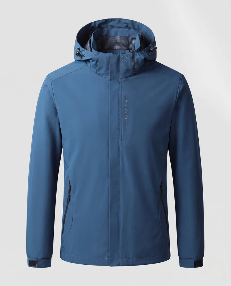 Herren Atmungsaktive Softshell Funktionsjacke mit verstaubarem Kapuze und Klettverschlussärmeln Nord Taschen