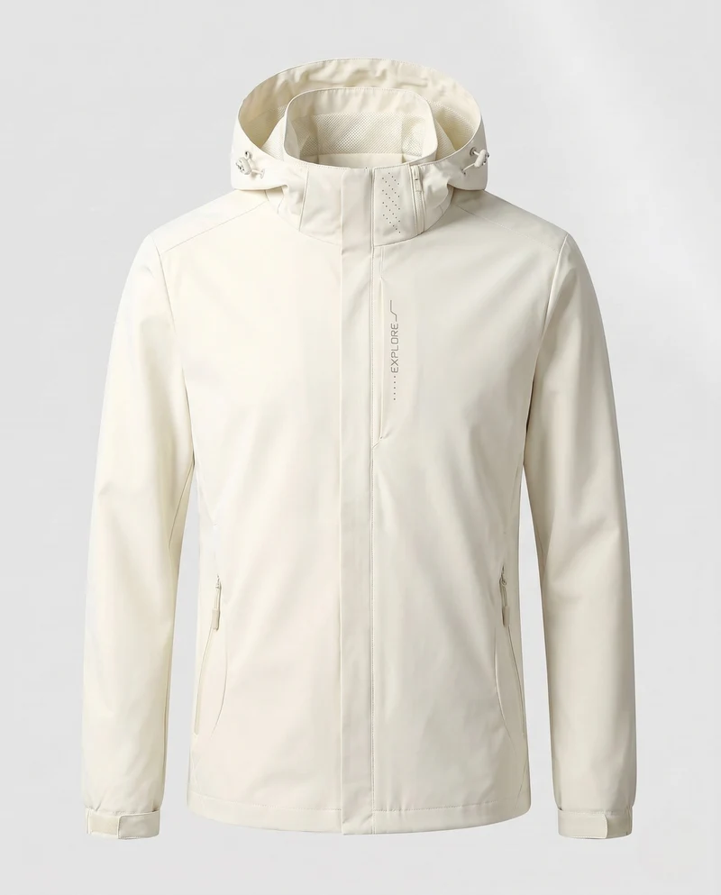 Herren Atmungsaktive Softshell Funktionsjacke mit verstaubarem Kapuze und Klettverschlussärmeln Nord Taschen