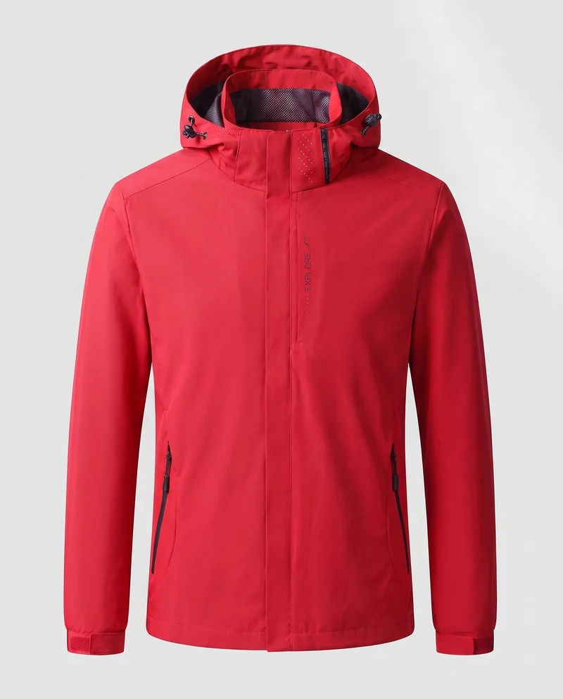 Herren Atmungsaktive Softshell Funktionsjacke mit verstaubarem Kapuze und Klettverschlussärmeln Nord Taschen