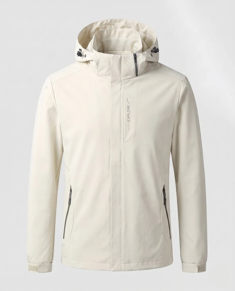 Herren Atmungsaktive Softshell Funktionsjacke mit verstaubarem Kapuze und Klettverschlussärmeln Nord Taschen