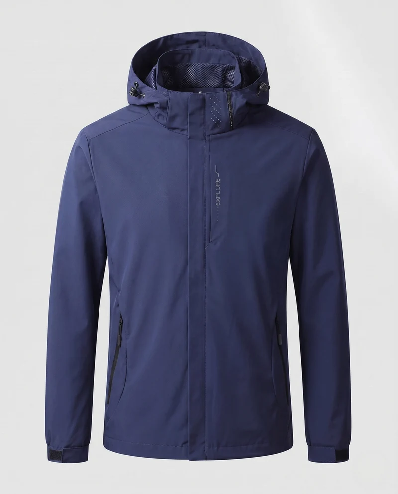 Herren Atmungsaktive Softshell Funktionsjacke mit verstaubarem Kapuze und Klettverschlussärmeln Nord Taschen