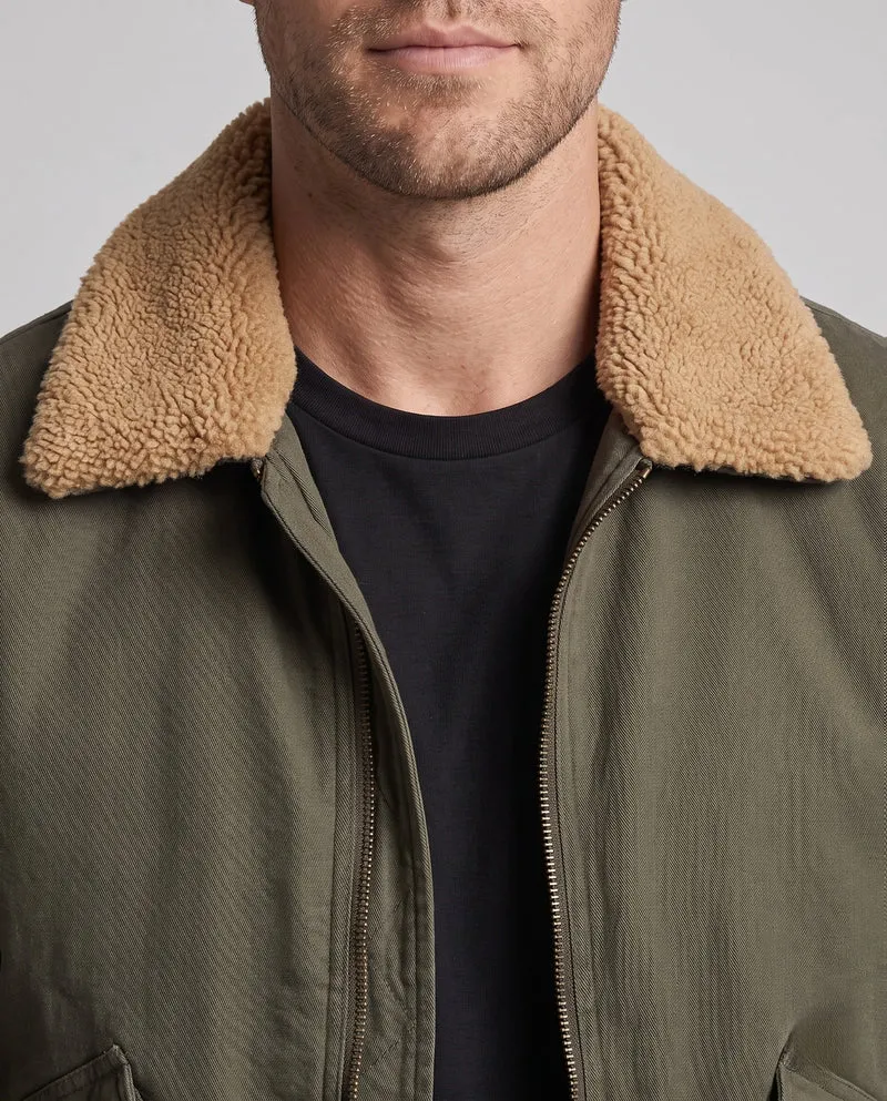 Herren Aviator-Bomber aus strapazierfähigem Canvas mit Teddy-Futter und Utility-Tasche an der Schulter Nord Taschen