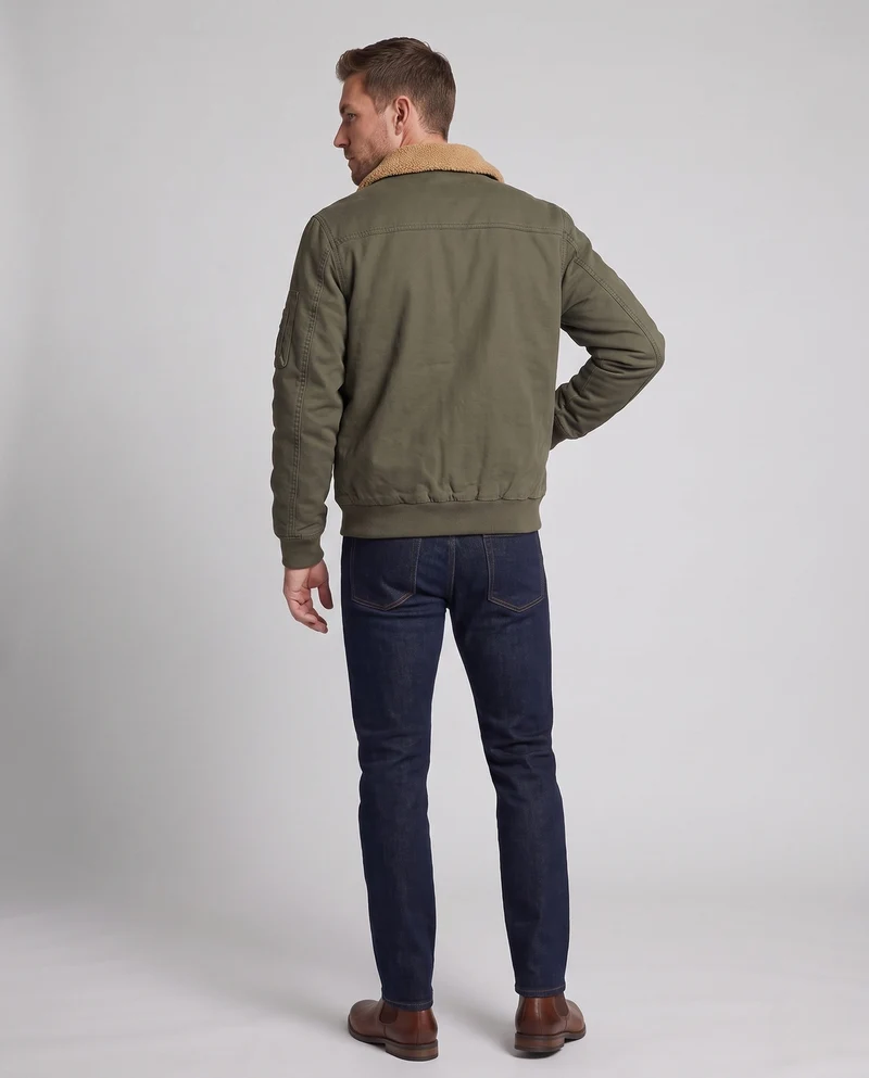 Herren Aviator-Bomber aus strapazierfähigem Canvas mit Teddy-Futter und Utility-Tasche an der Schulter Nord Taschen